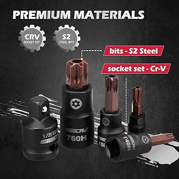 Taarページ 16-Piece Tamper Proof Torx Star Bit Socket Set – T8-T60, 1/4